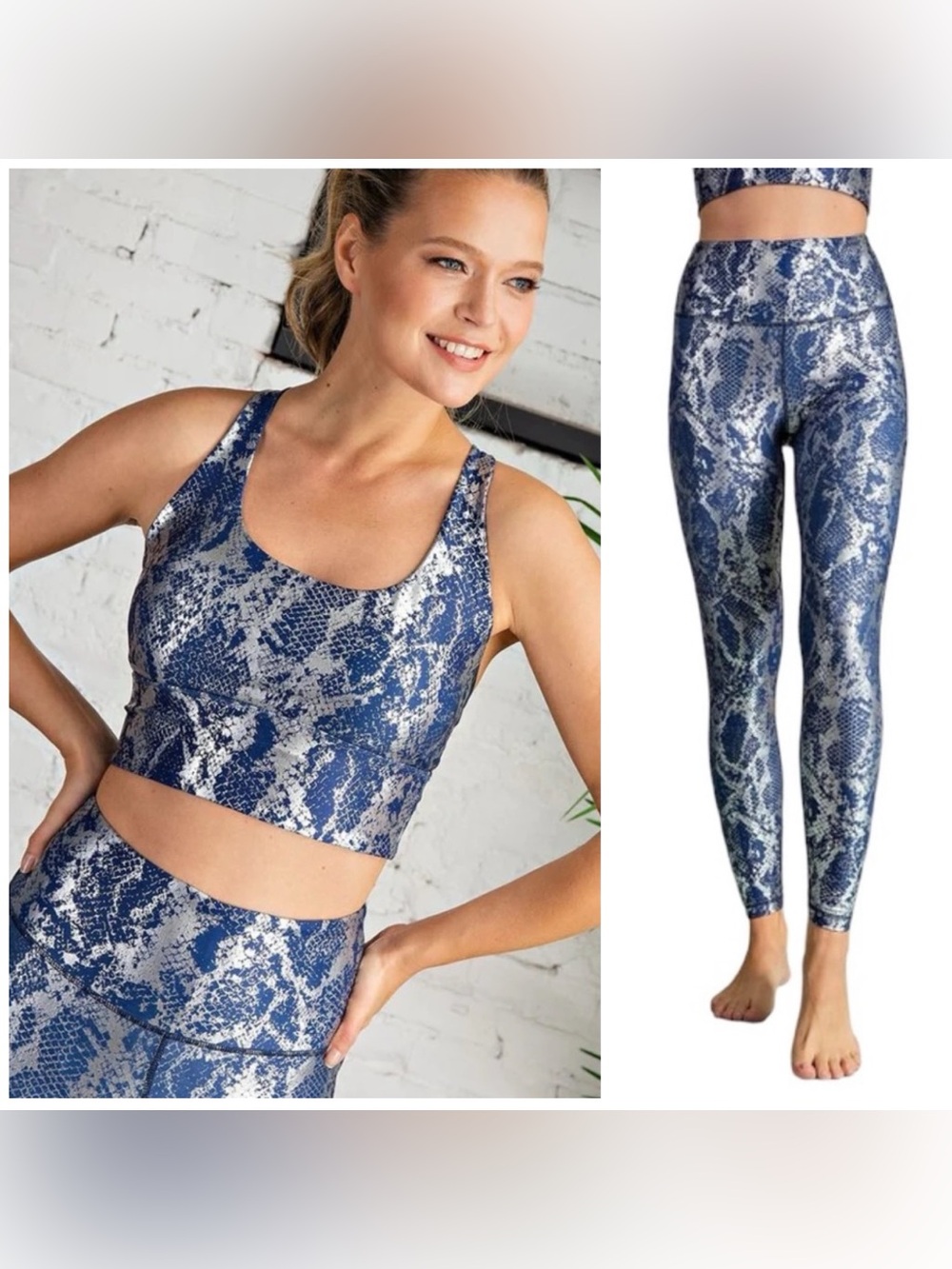 Rae Mode Women's Snake Foil Leggings and Crop Top Set Large